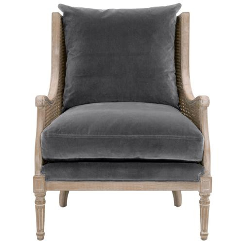 Beau French Country Grey Velvet Birch Wood Wing Chair | Kathy Kuo Home