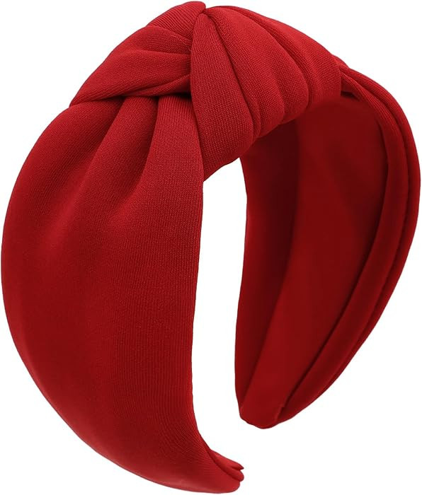 YISSION Red Knotted Headband Wide Headbands for Women Non Slip Head Band Fashion Top Knot Hairban... | Amazon (US)