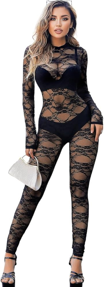 Sexy Party Outfits For Women Curvy, Sheer Mesh Jumpsuit Clubwear | Amazon (US)