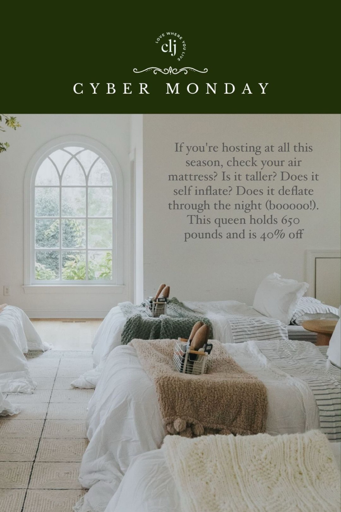 Queen Air Mattress Cyber Monday Deal! Now $69, was $115 

#LTKSaleAlert #LTKCyberWeek #LTKHome