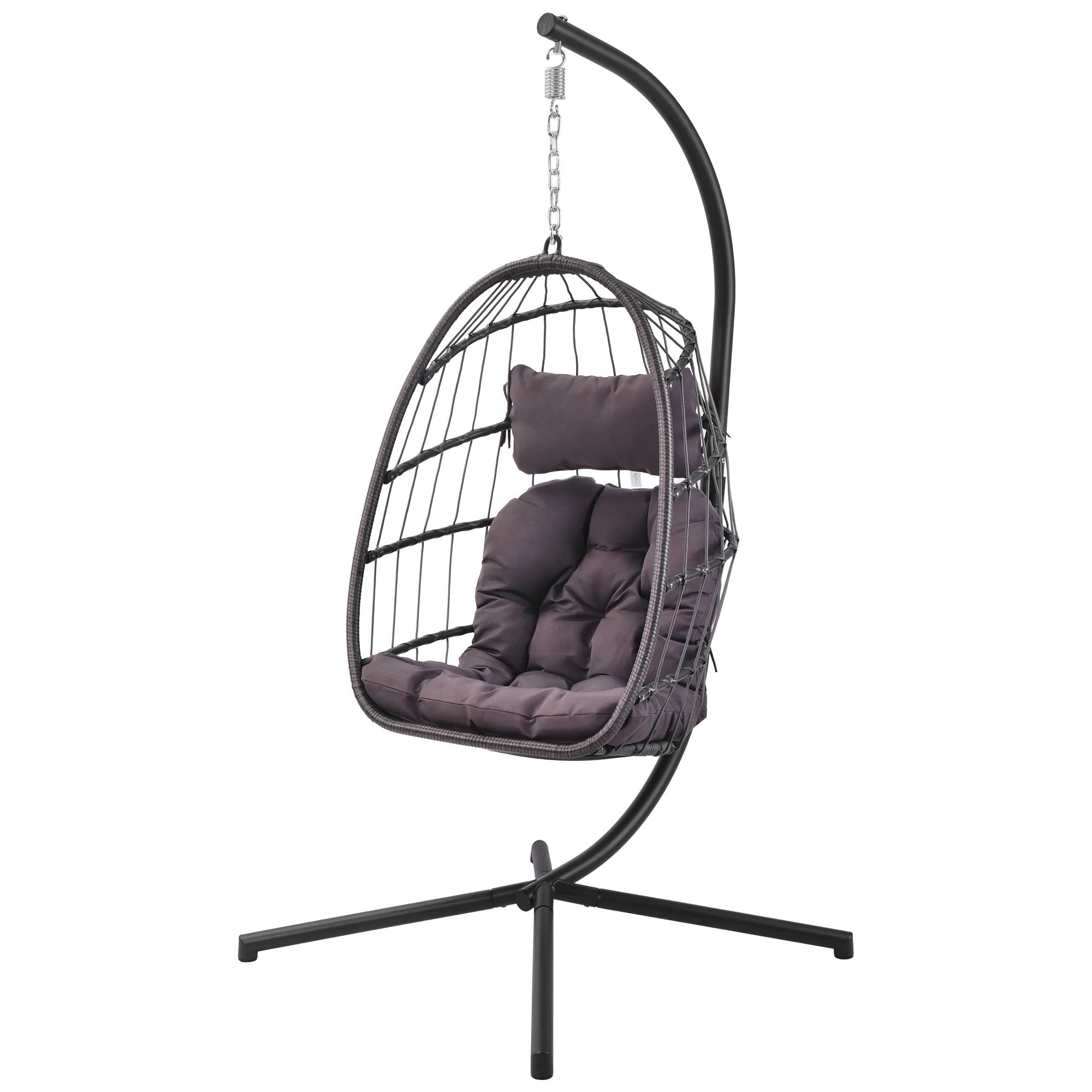 Outdoor Swinging Egg Chair, Patio Wicker Hanging Chairs with Stand, UV Resistant Hammock Chair wi... | Walmart (US)