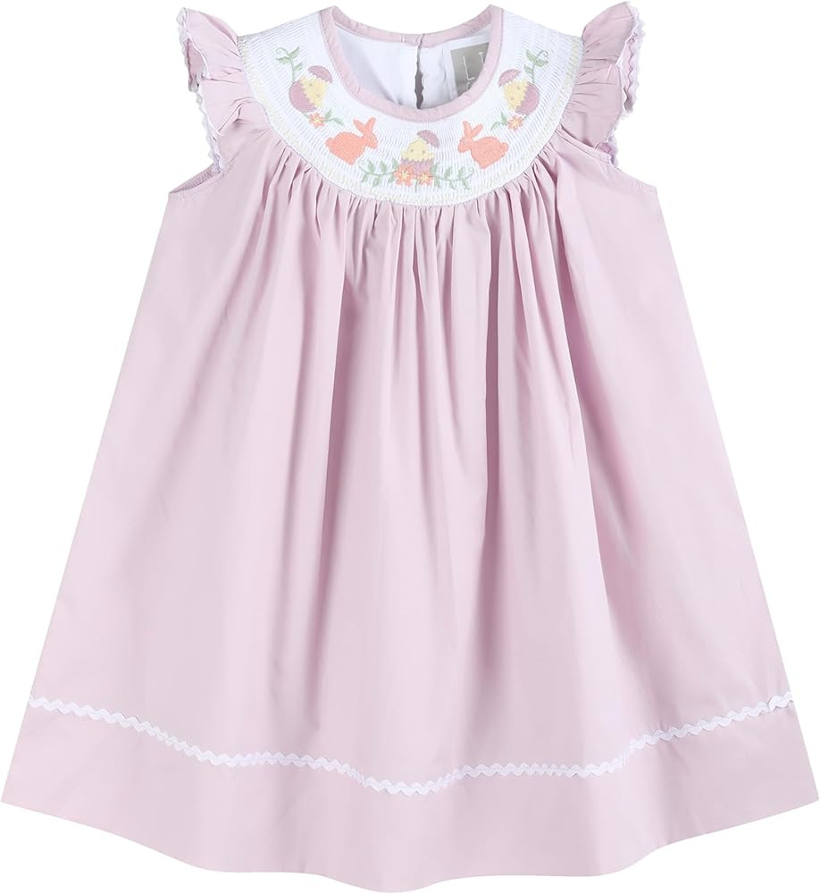 Lil cactus Baby and Girls Smocked Easter Bunny Bishop Dress | Amazon (US)