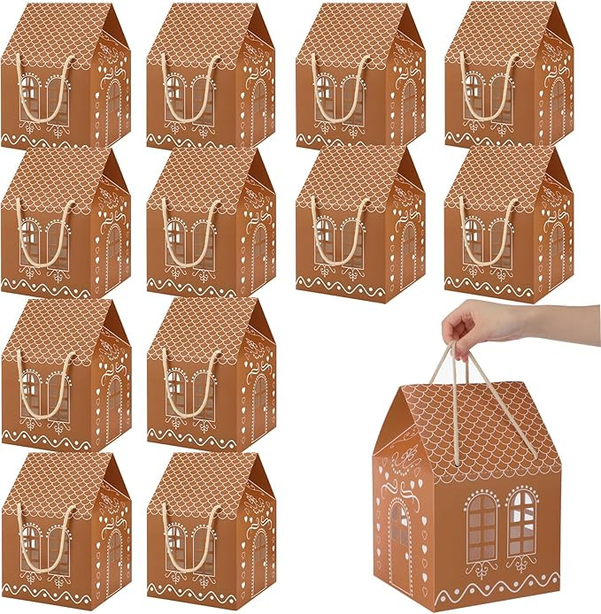AmazingSpark 12 Pack Large Gingerbread House Shaped Gift Boxes 7.87 x 7.87 x 11.42'' Christmas Tr... | Amazon (US)