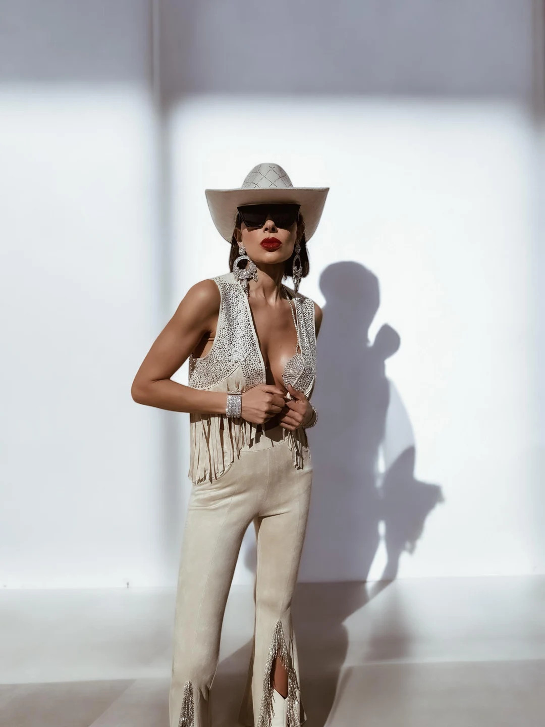 Rhinestone Fringe Suede Vest: Western Cowgirl Bridal Outfit - Etsy | Etsy (US)