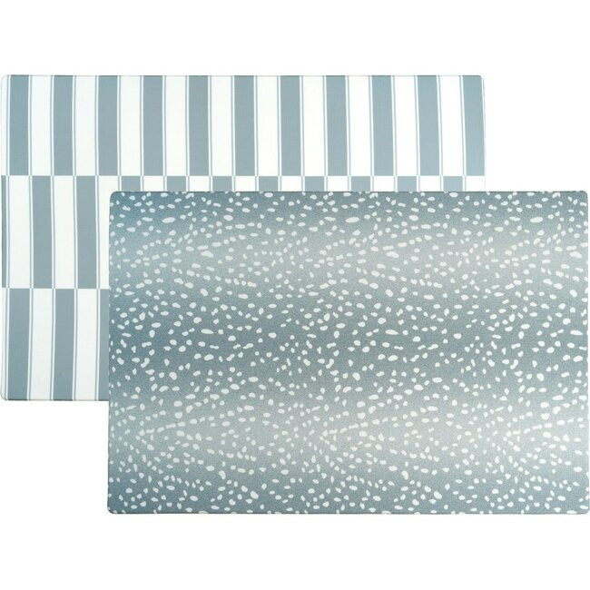 PREORDER - Reversible Antelope & Stripe Foam Playmat, Blue | Maisonette