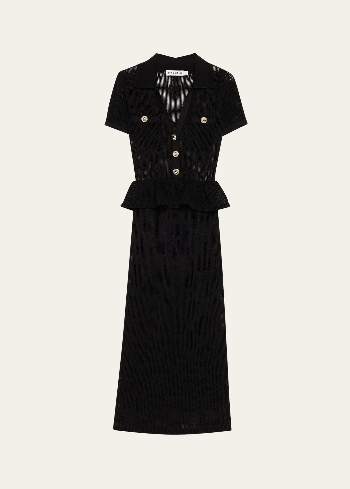 Self-Portrait Bow Crochet Midi Dress | Bergdorf Goodman