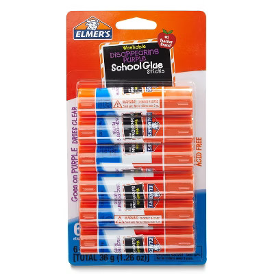 Elmer's 6pk Washable School Glue Sticks - Disappearing Purple | Target