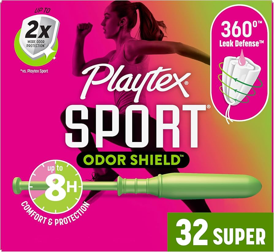 Playtex Sport Odor Shield Tampons Super Absorbency, Unscented - 32ct | Super Tampons for Women, F... | Amazon (US)