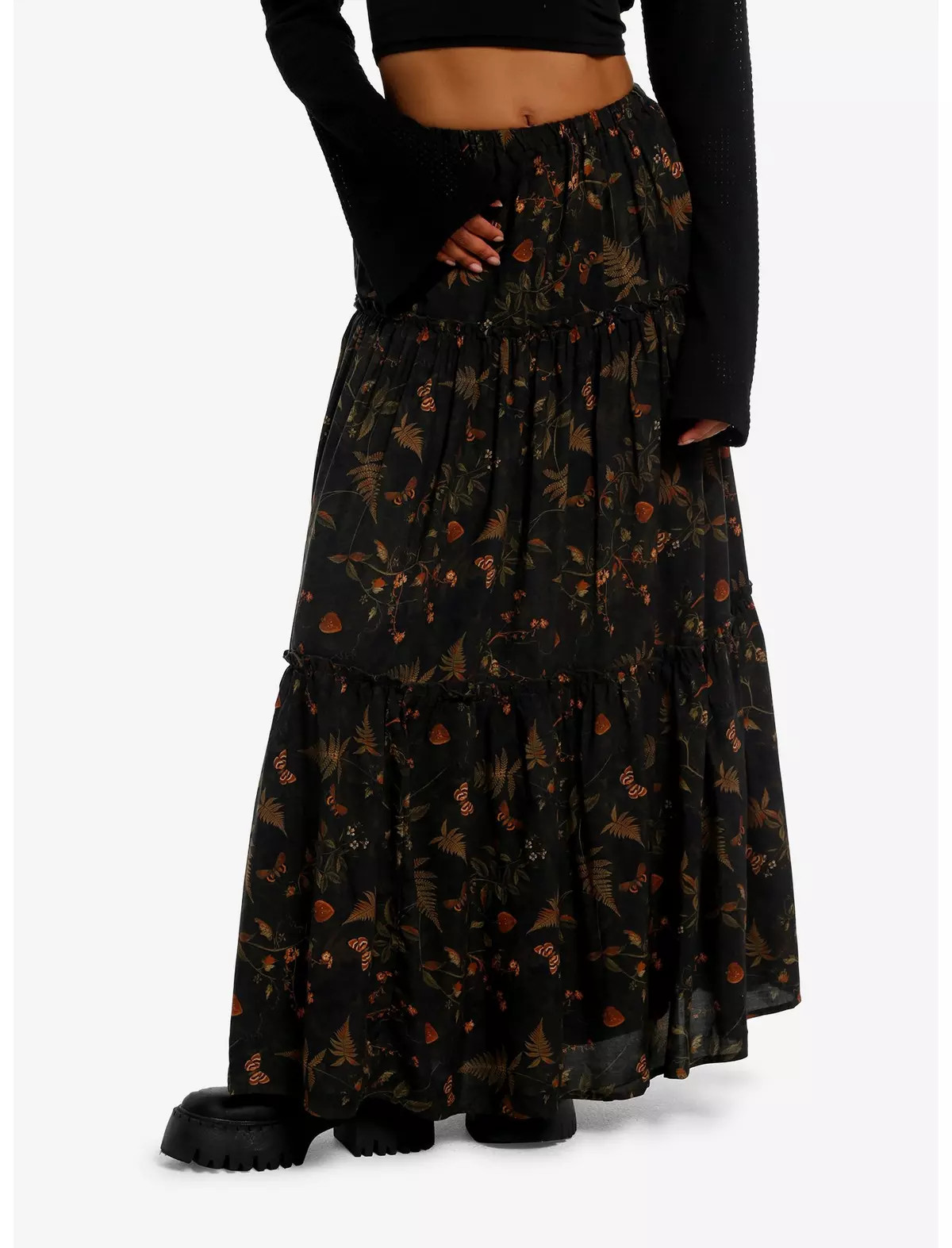 Thorn & Fable Dark Green Forest Tiered Maxi Skirt | Hot Topic | Hot Topic