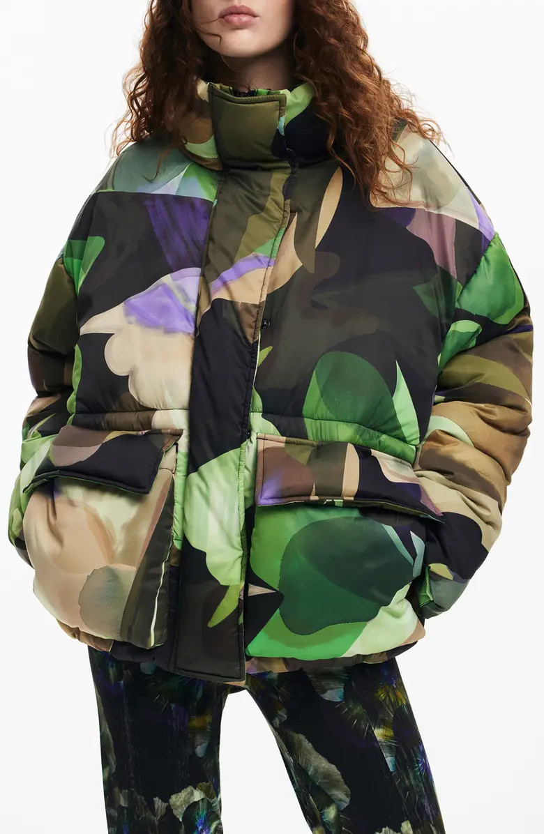 Desigual Lacroiz Aalborg Abstract Print Puffer Jacket | Nordstrom | Nordstrom