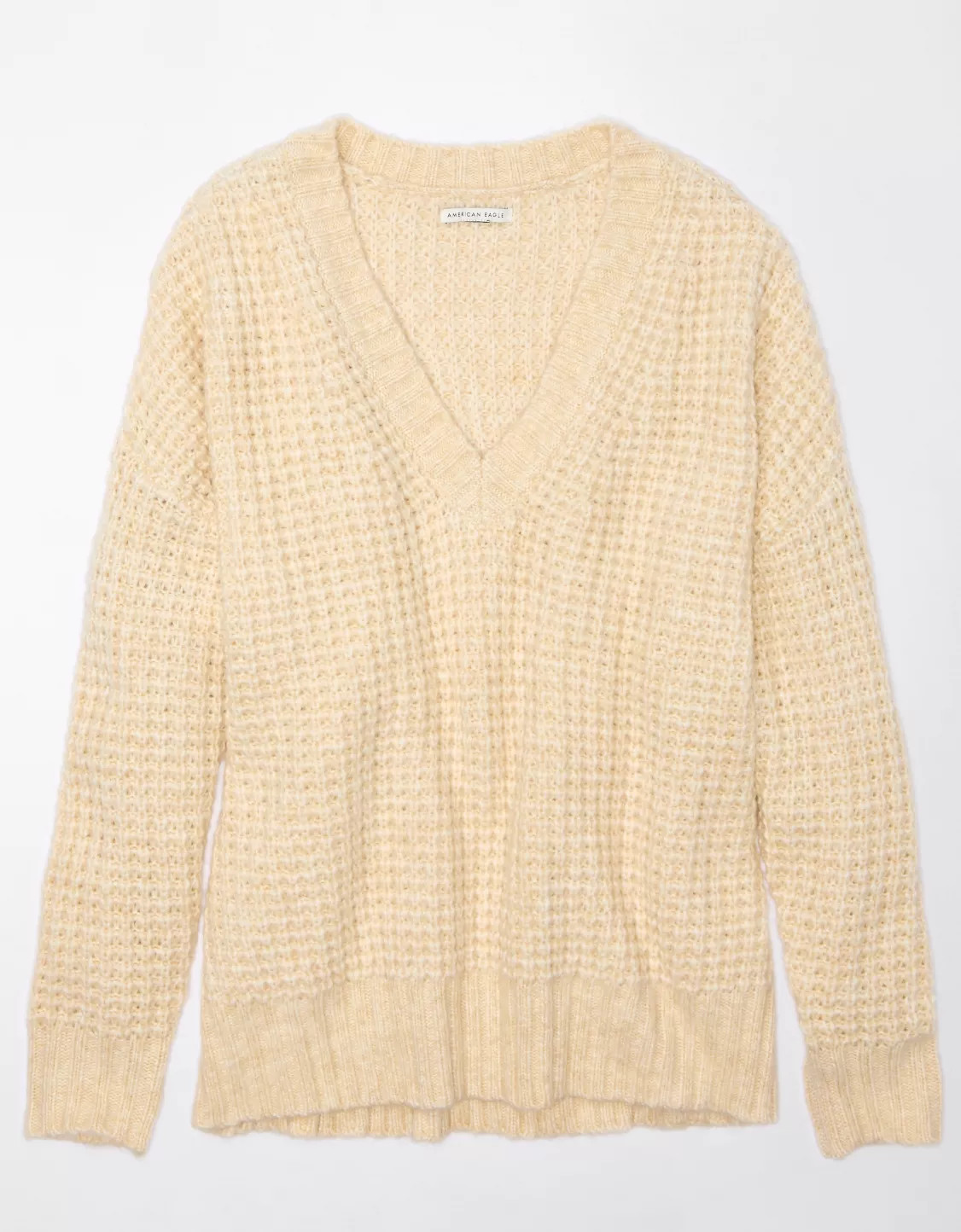 AE Whoa So Cozy Waffle V-Neck Sweater | American Eagle Outfitters (US & CA)