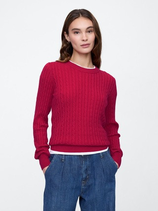 CashSoft Cable-Knit Crewneck Sweater | Gap Factory