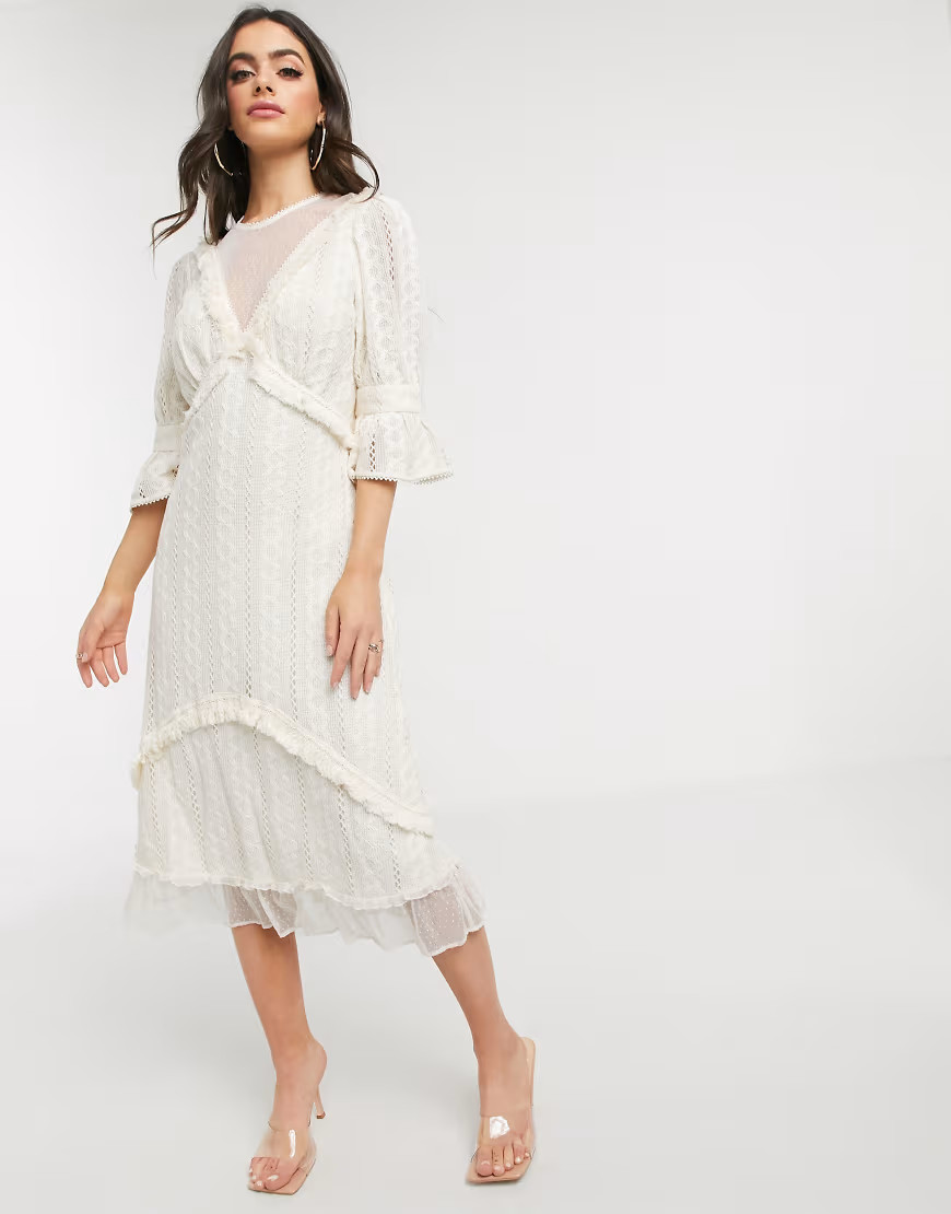 Stevie May Gallery lace midi dress-Cream | ASOS (Global)