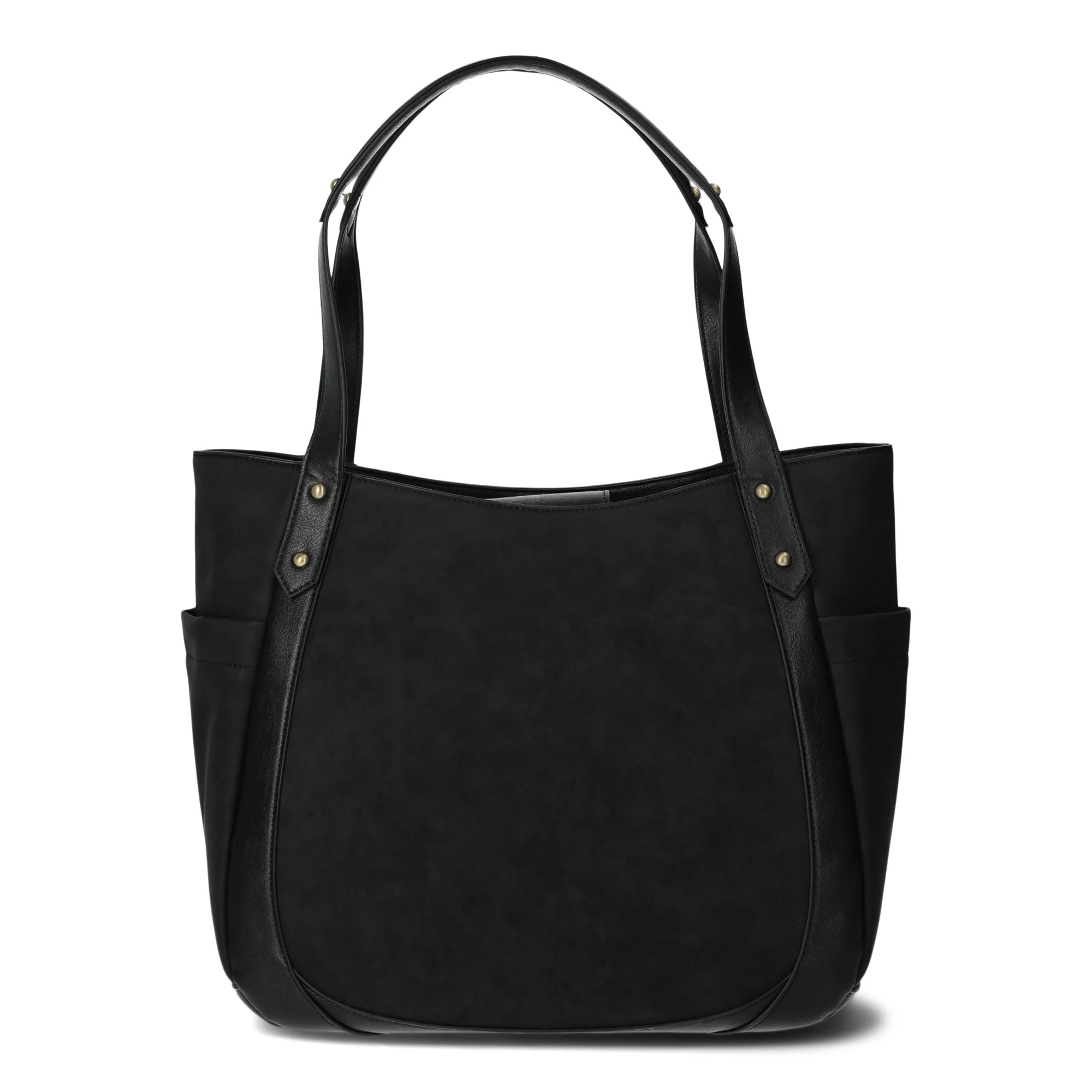 Time and Tru Women's Carla Tote Handbag, Black - Walmart.com | Walmart (US)