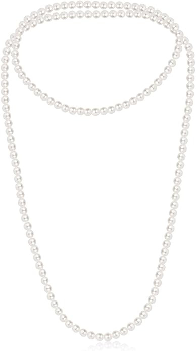 150cm Long Fake Pearl Necklace, 8mm Plastic Pearls Layered Choker for Women, Elegant Imitation Pe... | Amazon (US)