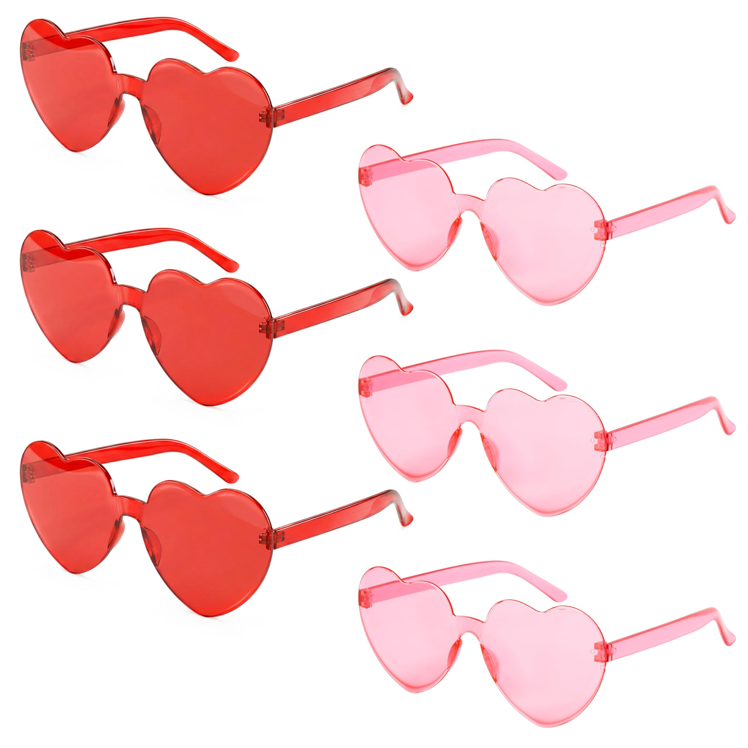 JOYIN 6 Pcs Valentine's Day Heart Shape Glasses, Rimless Sunglasses, Stylish and Safe Eyewear in ... | Amazon (US)