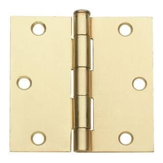 3 in. x 3 in. Satin Brass Plain Bearing Steel Hinge (Set of 2) | The Home Depot