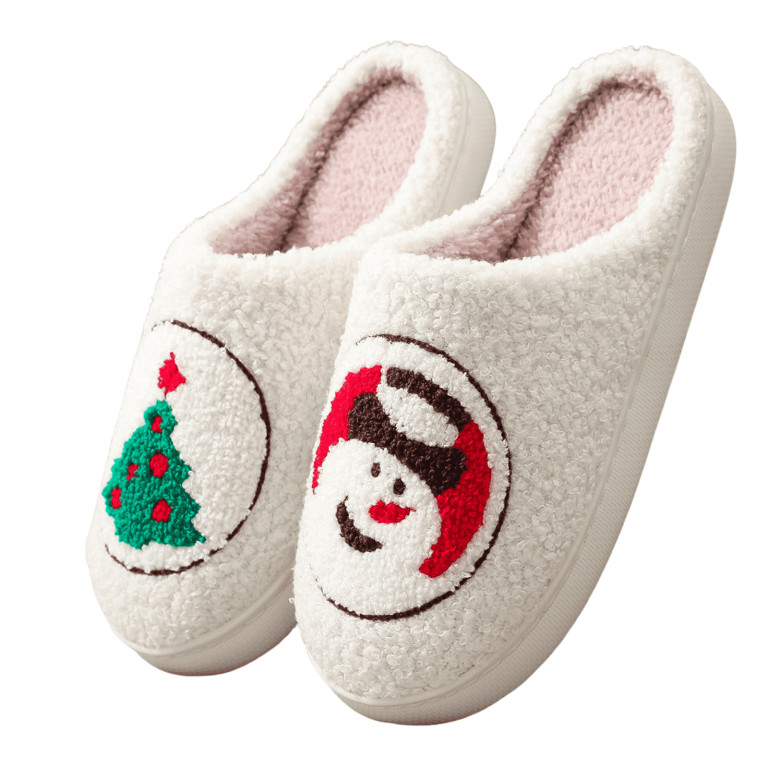 BERANMEY Christmas Reindeer Slippers for Womens Mens Plush Warm Santa Claus Slippers Fuzzy House ... | Walmart (US)
