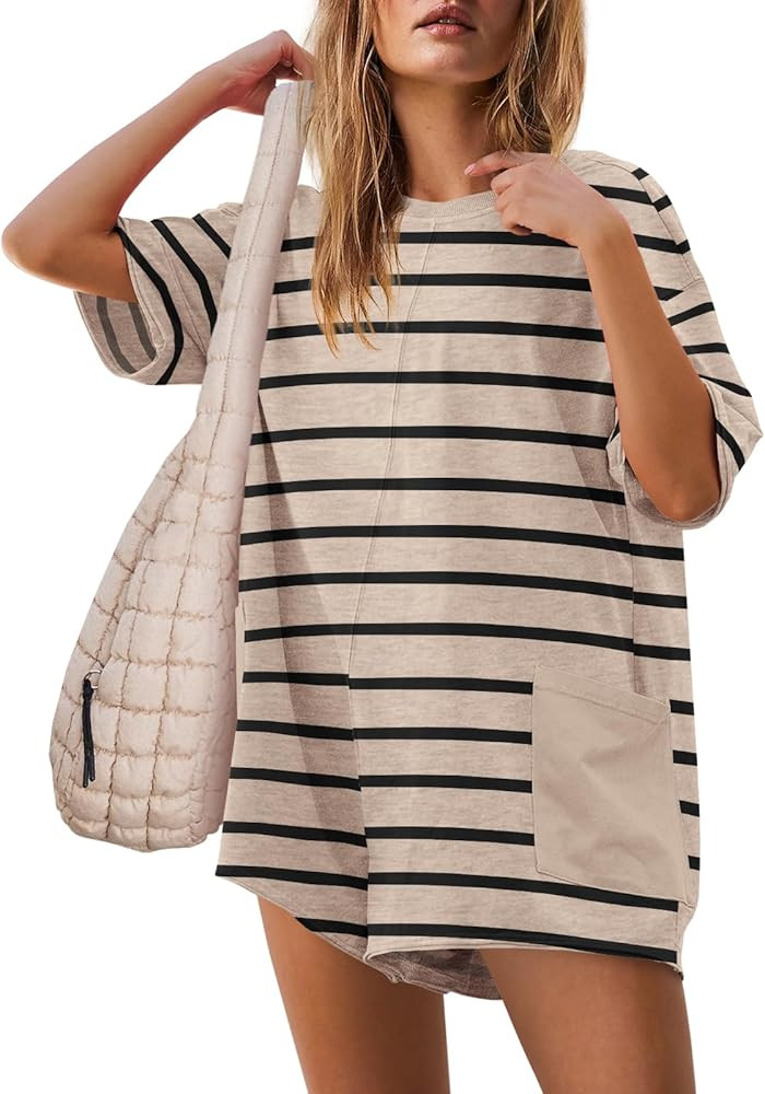 Yanekop Womens T Shirt Romper Hot Shot Tee Romper Athletic Workout Jumpsuit Oversized Reversible ... | Amazon (US)