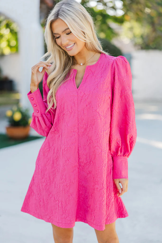 At A Glance Fuchsia Textured Dress | The Mint Julep Boutique
