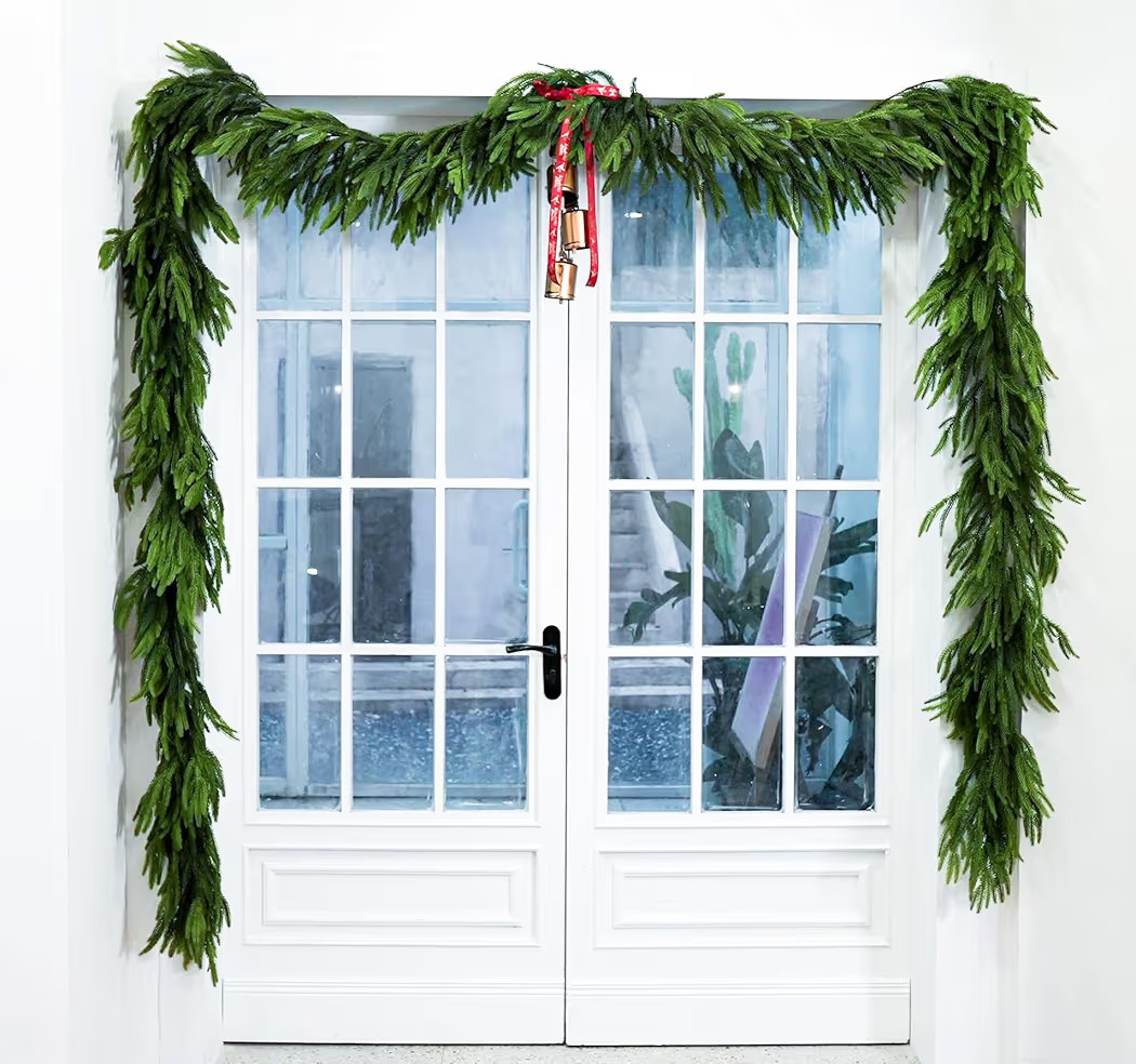 2 Pcs 9 Ft Christmas Garland Real Touch Norfolk Pine Garland Christmas Decorations Realistic Gree... | Amazon (US)