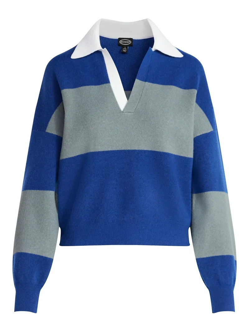 Scoop Women’s and Women’s Plus Oversized Rugby Sweater, Midweight, Sizes XS-4X | Walmart (US)