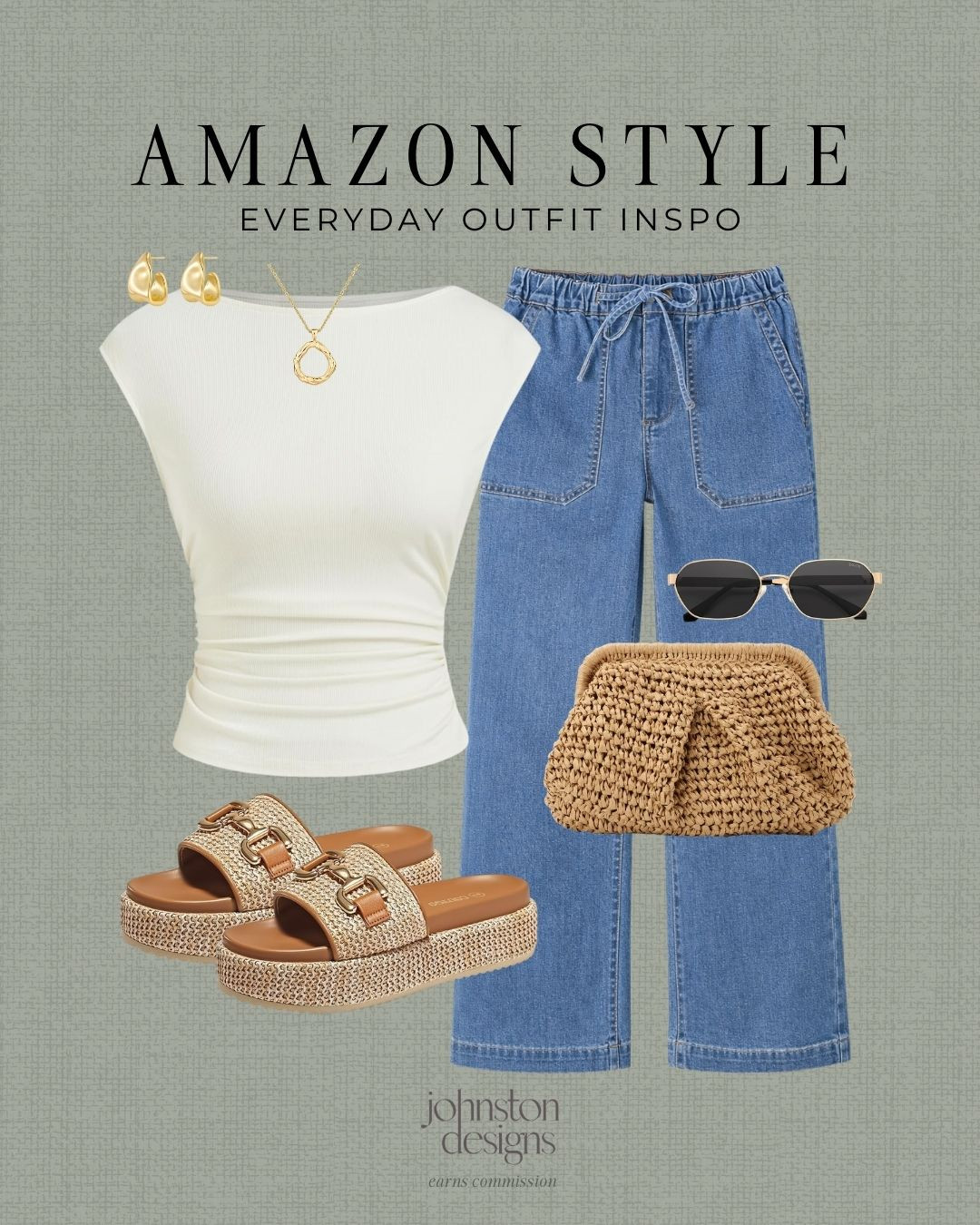 Easy everyday outfit you’ll keep reaching for. 🤍 Simple, flattering and styled with effortless neutrals.

Amazon outfit, everyday outfit, casual outfit inspo, neutral outfit, denim outfit, drawstring jeans, wide leg jeans, summer outfit, spring outfit, effortless style, minimalist outfit, woven bag, platform sandals, womens fashion, affordable fashion, amazon fashion finds, classic outfit, capsule wardrobe, outfit idea, on the go outfit 

 #LTKootd