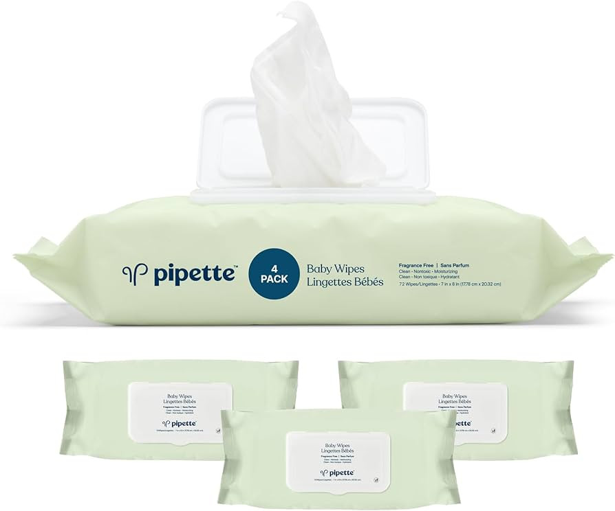 Pipette Baby Wipes - 100% Plant-Based Fibers and Plant-Derived Moisturizers, Water-Based (Fragran... | Amazon (US)