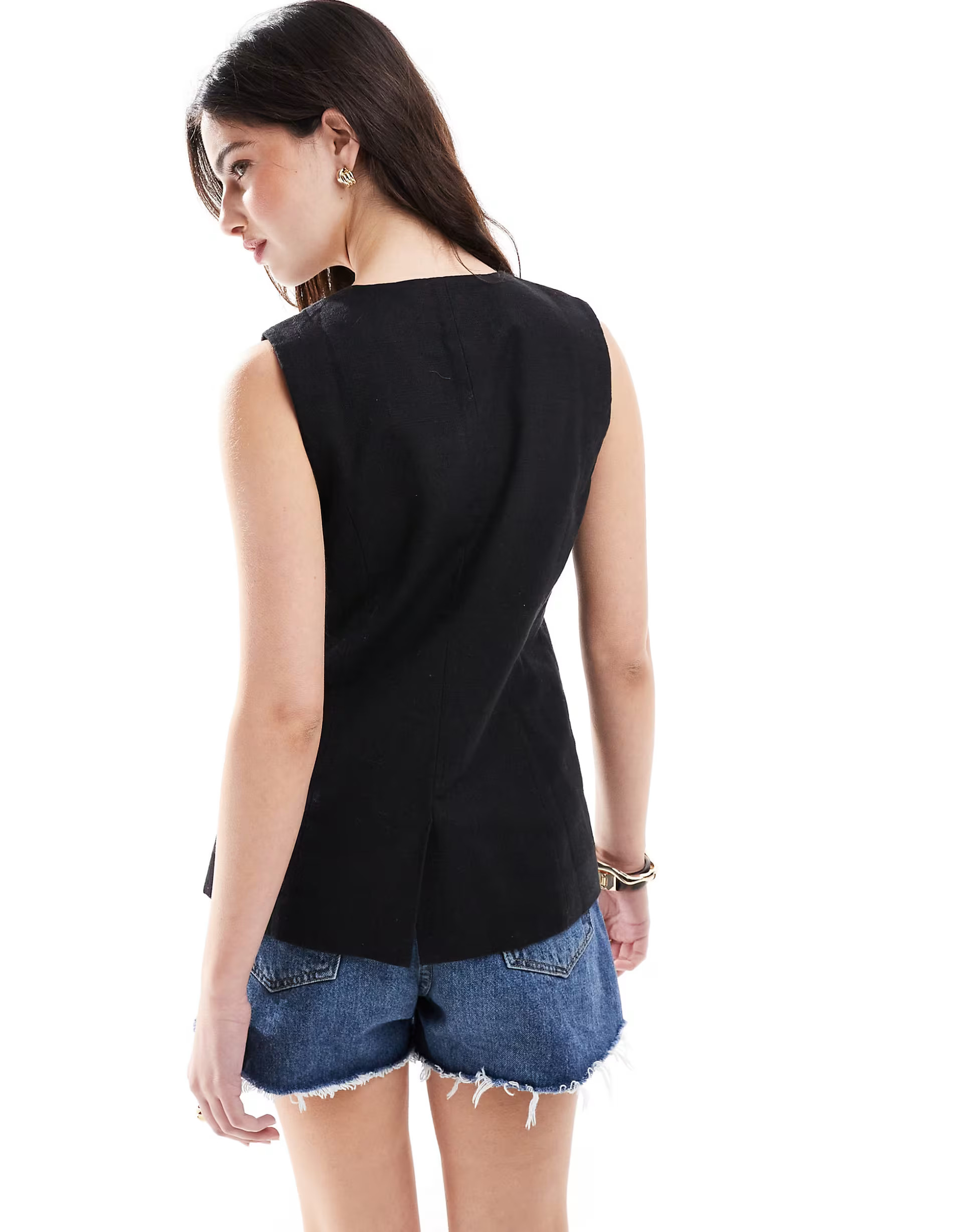 Cotton On Sienna linen cotton vest in black | ASOS | ASOS (Global)