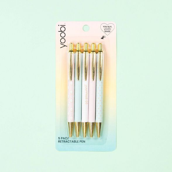 5ct Retractable Gel Pens Set Black - Yoobi™ | Target