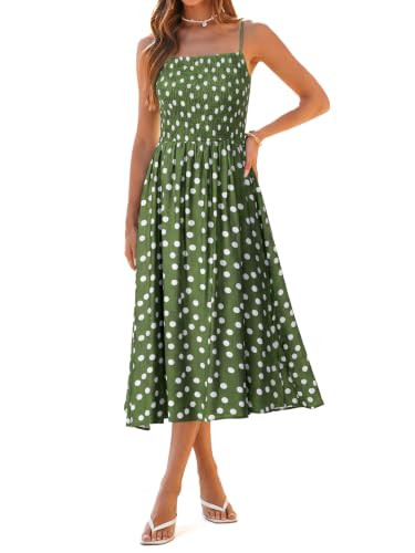 Simplee Womens Spaghetti Strap Maxi Dress Summer Casual Boho Smocked Flowy Long Sundress Beach Va... | Amazon (US)