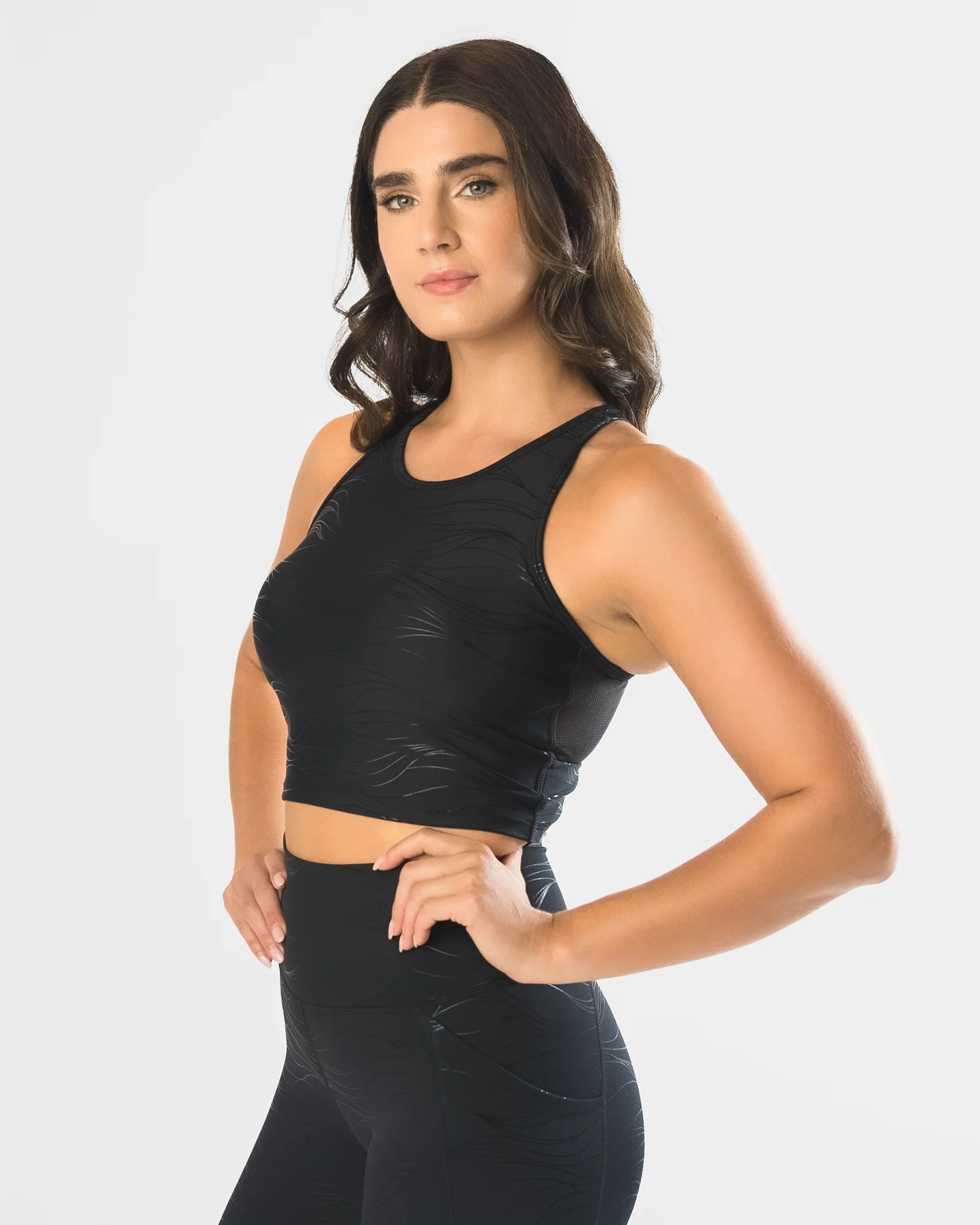 Malibu Crop Top  - Black Waves XS | Senita Athletics