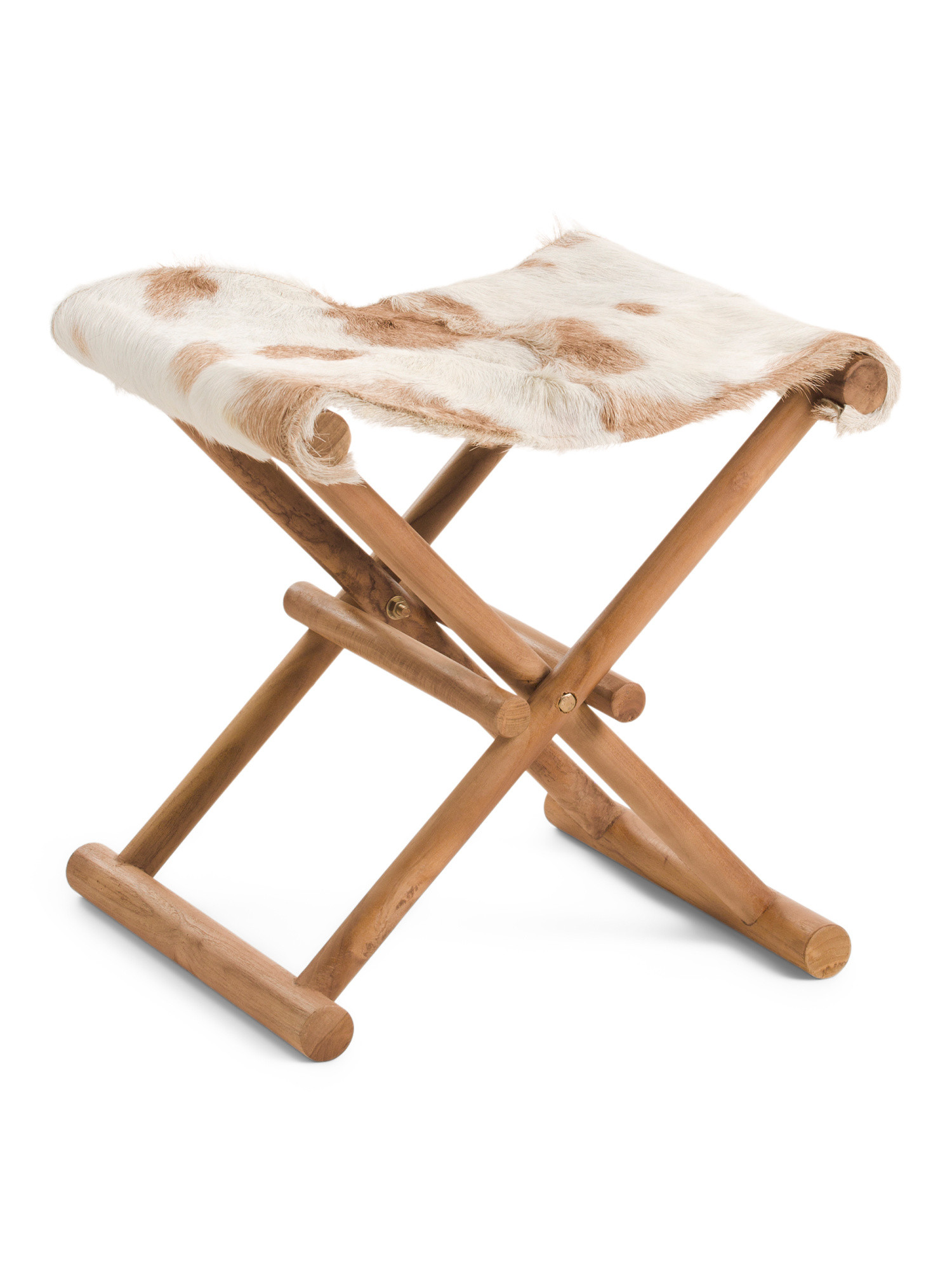 19x16 Hair On Hide Cow Print Folding Stool | Poufs & Ottomans  | Marshalls | Marshalls