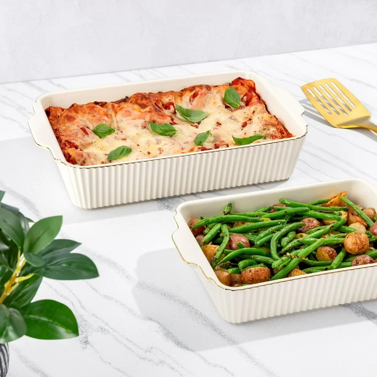 Thyme & Table 4-Piece Stoneware Casserole Dish Bakeware Set, Includes Lids, 9"x13" , 7"x10" Baker... | Walmart (US)