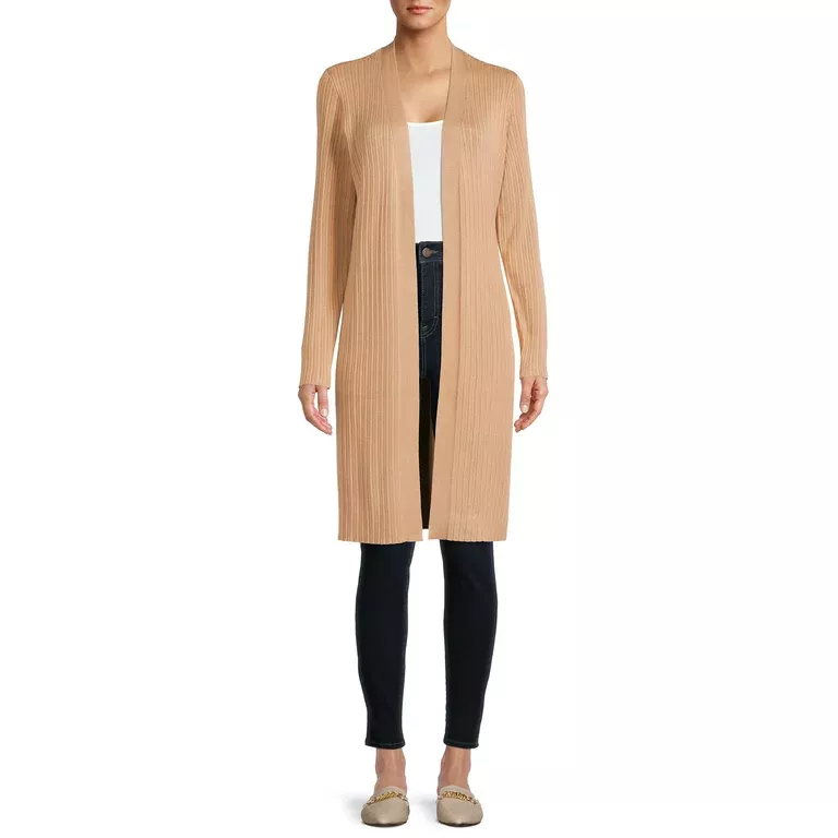 Time and tru 2024 women's ribbed duster cardigan