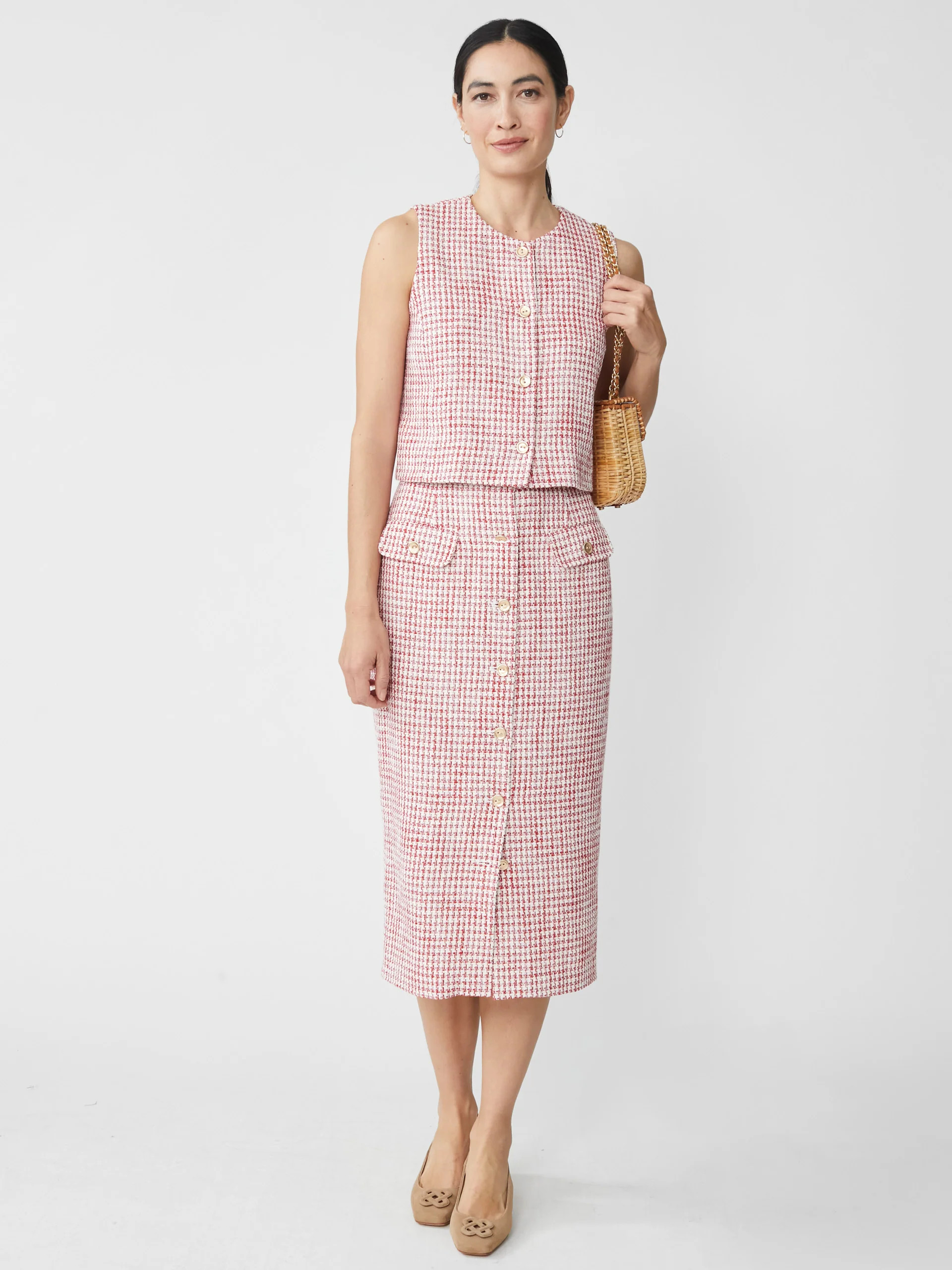 Lilah Tweed Skirt in Houndstooth | J.McLaughlin