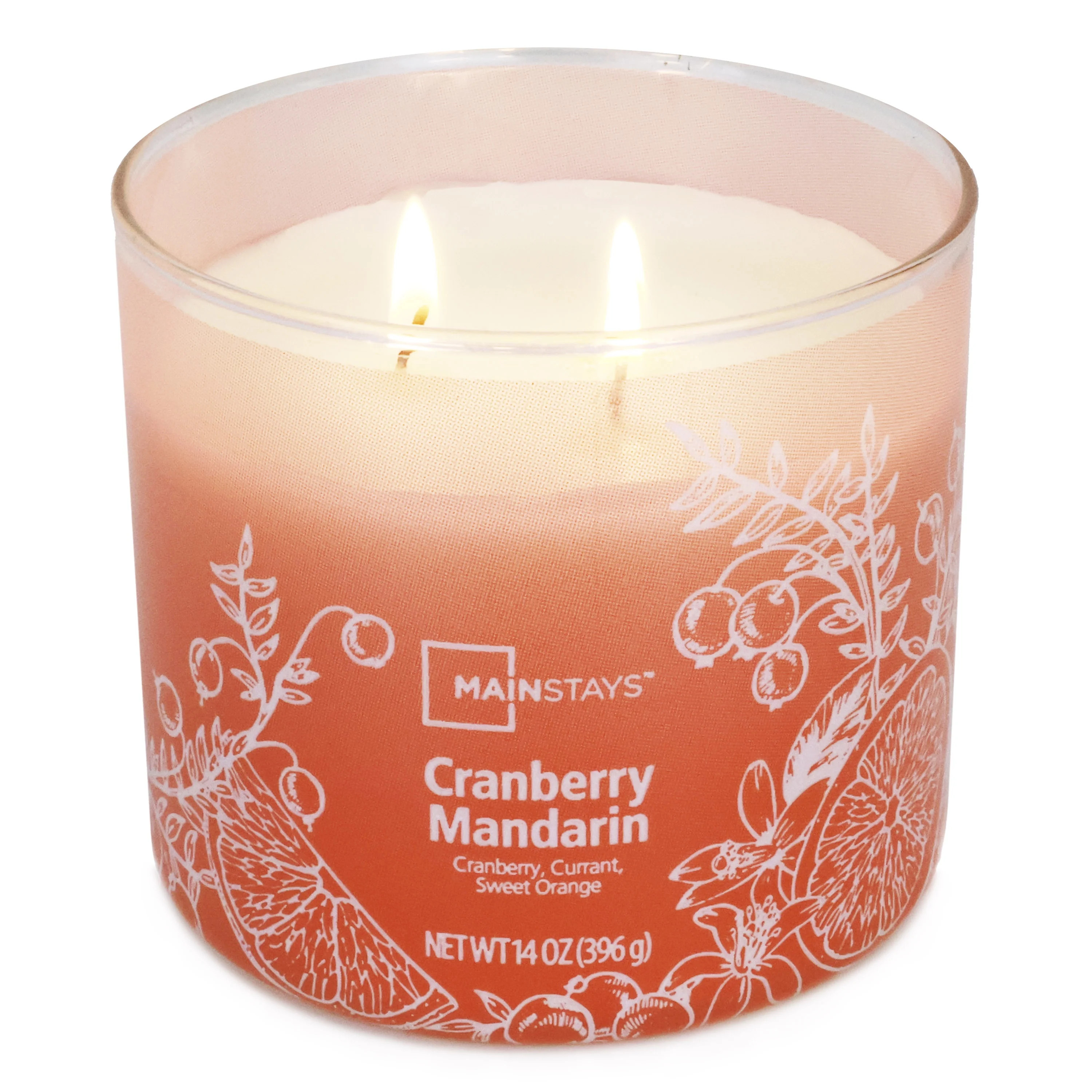 Mainstays 3-Wick Ombre Wrap Cranberry Mandarin Candle, 14-Ounce | Walmart (US)