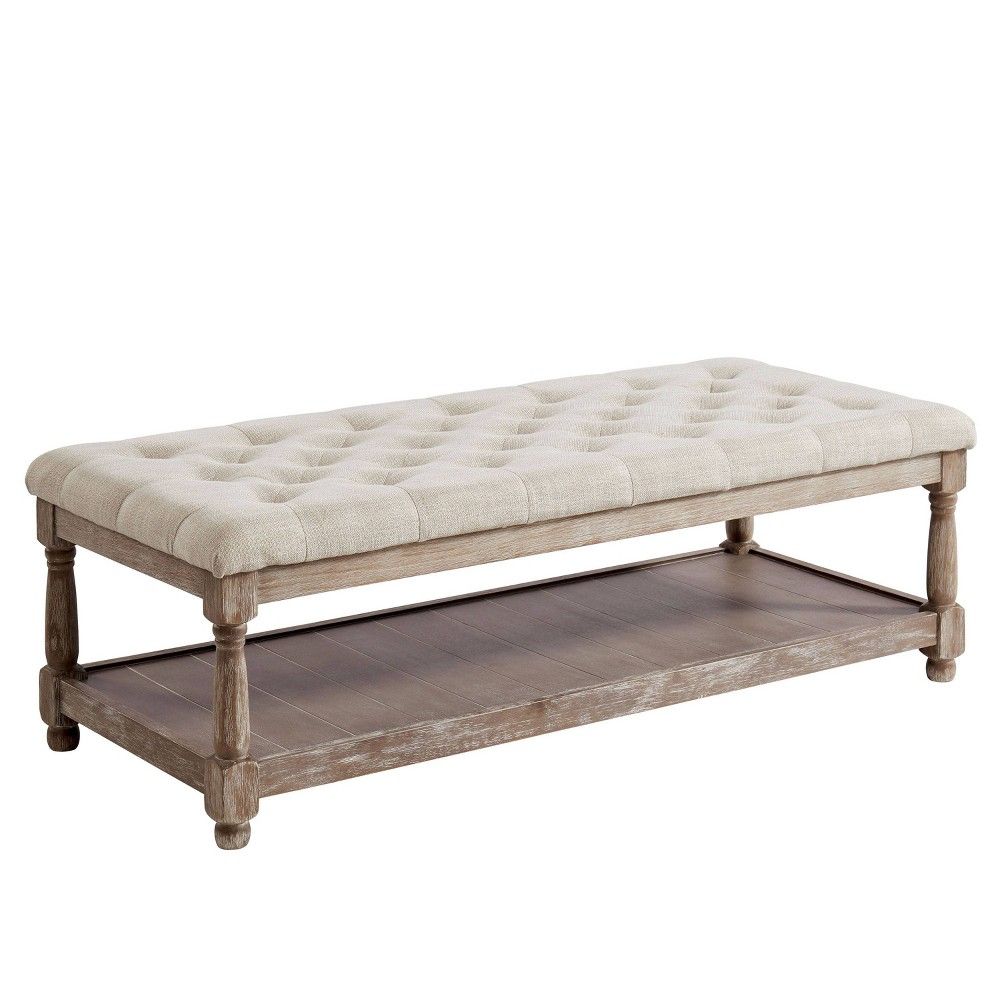Arianna Tufted Bench Beige/Brown - HOMES: Inside + Out | Target