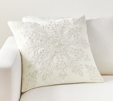 Metallic Embroidered Snowflake Pillow Cover | Pottery Barn (US)