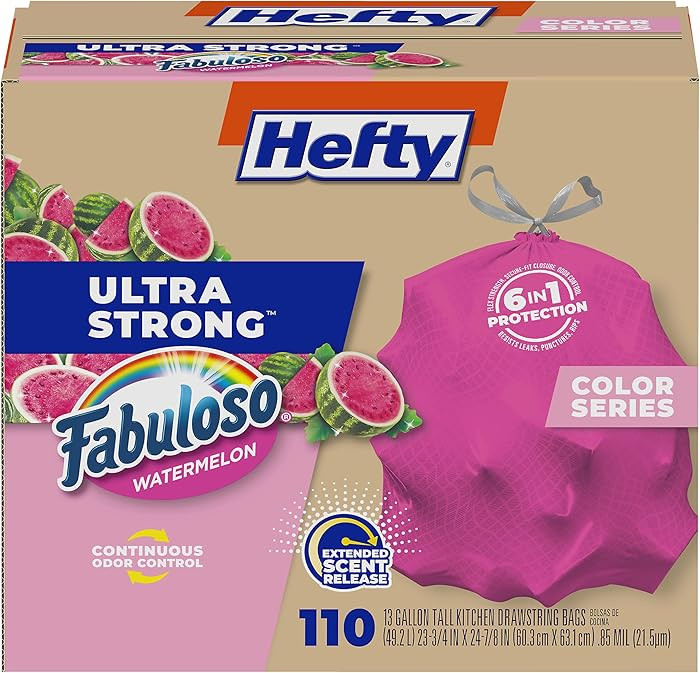 Hefty Ultra Strong 13 Gallon Trash Bags, Tall Kitchen Trash Bags 13 Gallon Size, Resist Leaks, Pu... | Amazon (US)
