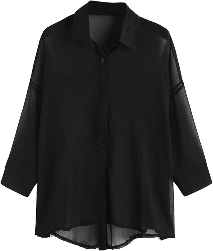 ZAFUL Women's Beach Swimsuit Cover Up Shirt Bikini Beachwear Bathing Suit Beach Dress Kimono Card... | Amazon (US)