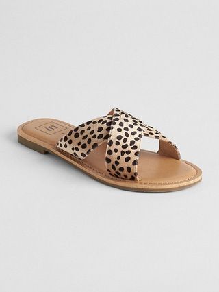 Gap Womens Velvet Crossover Slip-On Sandals Cheetah Brown Size 10 | Gap US