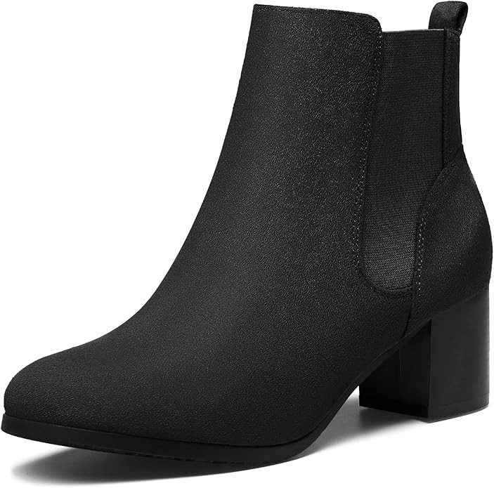 DREAM PAIRS Women’s Elastic Gore Chelsea Boots Chunky Block Heel Ankle Bootie | Amazon (US)