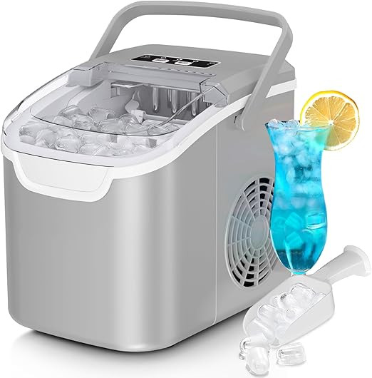 Countertop Ice Maker Machine, 8 Ice Cubes in 6 mins, 26lb/Day Bullet Ice with 2 Sizes- Portable M... | Amazon (US)