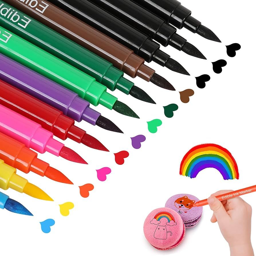 Jewem Edible Markers for Cookie Decorating,12Pcs Food Coloring Pens, Double Side Food Grade Pens ... | Amazon (US)