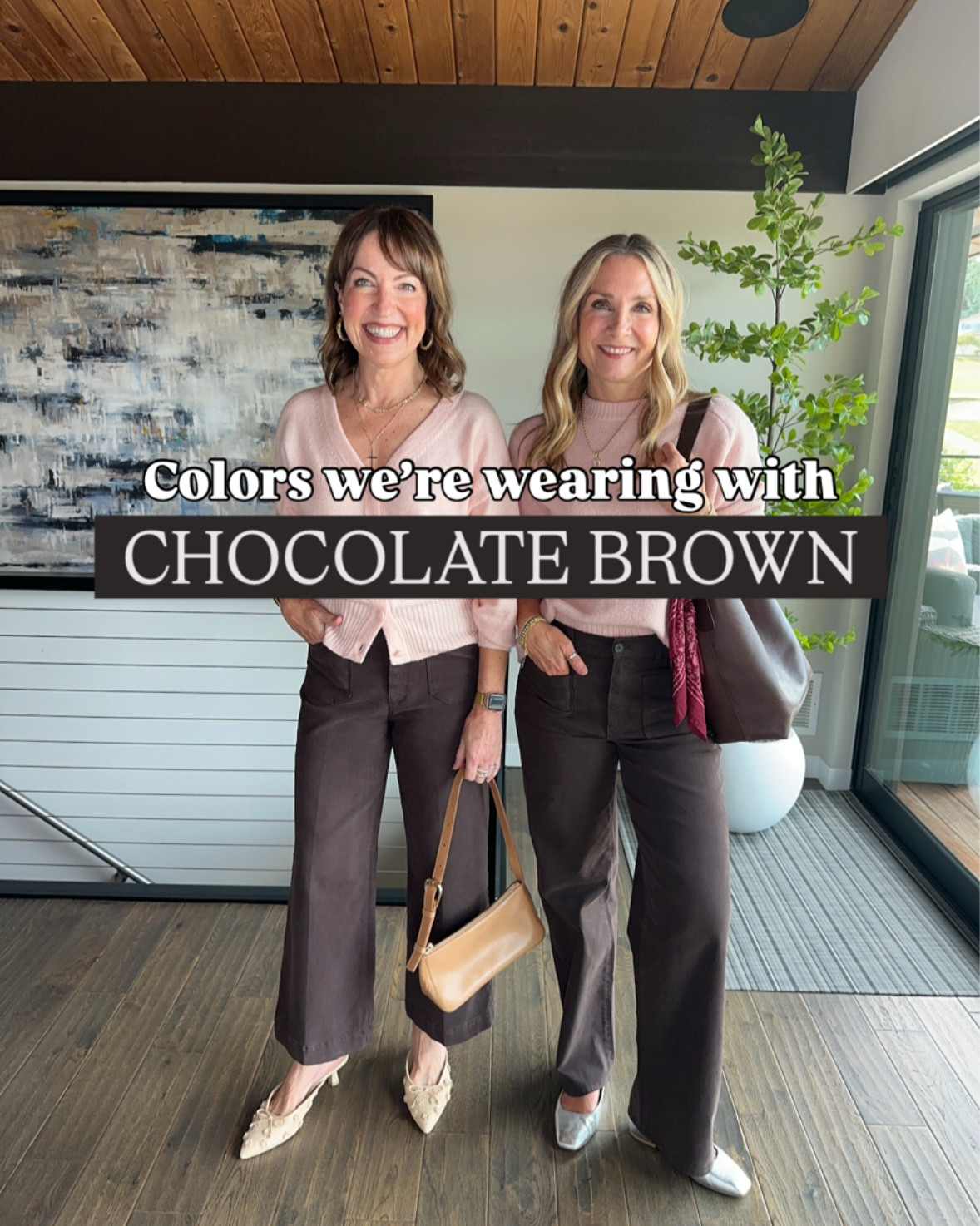 Next in our series of what to wear with trending colors, we're styling chocolate brown pants!!

Deep brown goes with so many colors and even patterns, especially leopard! We left out a few colors that were obvious like white and similar tones from colors we shared. Two colors we didn’t love with dark brown: Hunter green & Orange! Both of those colors felt too literal fall or holiday!🌲🎃

Krista’s@paige Anessa jeans are so soft with the most amazing fit, and my @madewell Emmett pants are divine, but both are sadly limited in sizes! We did a deep dive and linked lots of other brown pants options! Shoes and accessories are in a separate post. 

Fall outfit, family photos, workwear, office outfit, 

#LTKFindsUnder50 #LTKStyleTip #LTKOver40