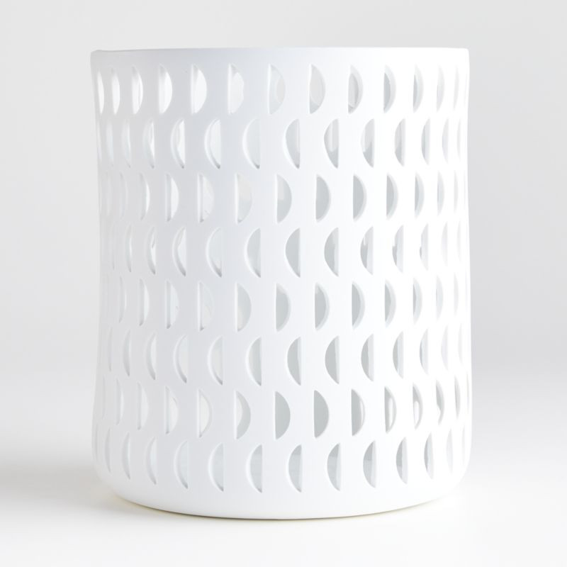 Cali Moon Medium White Hurricane Candle Holder + Reviews | Crate and Barrel | Crate & Barrel