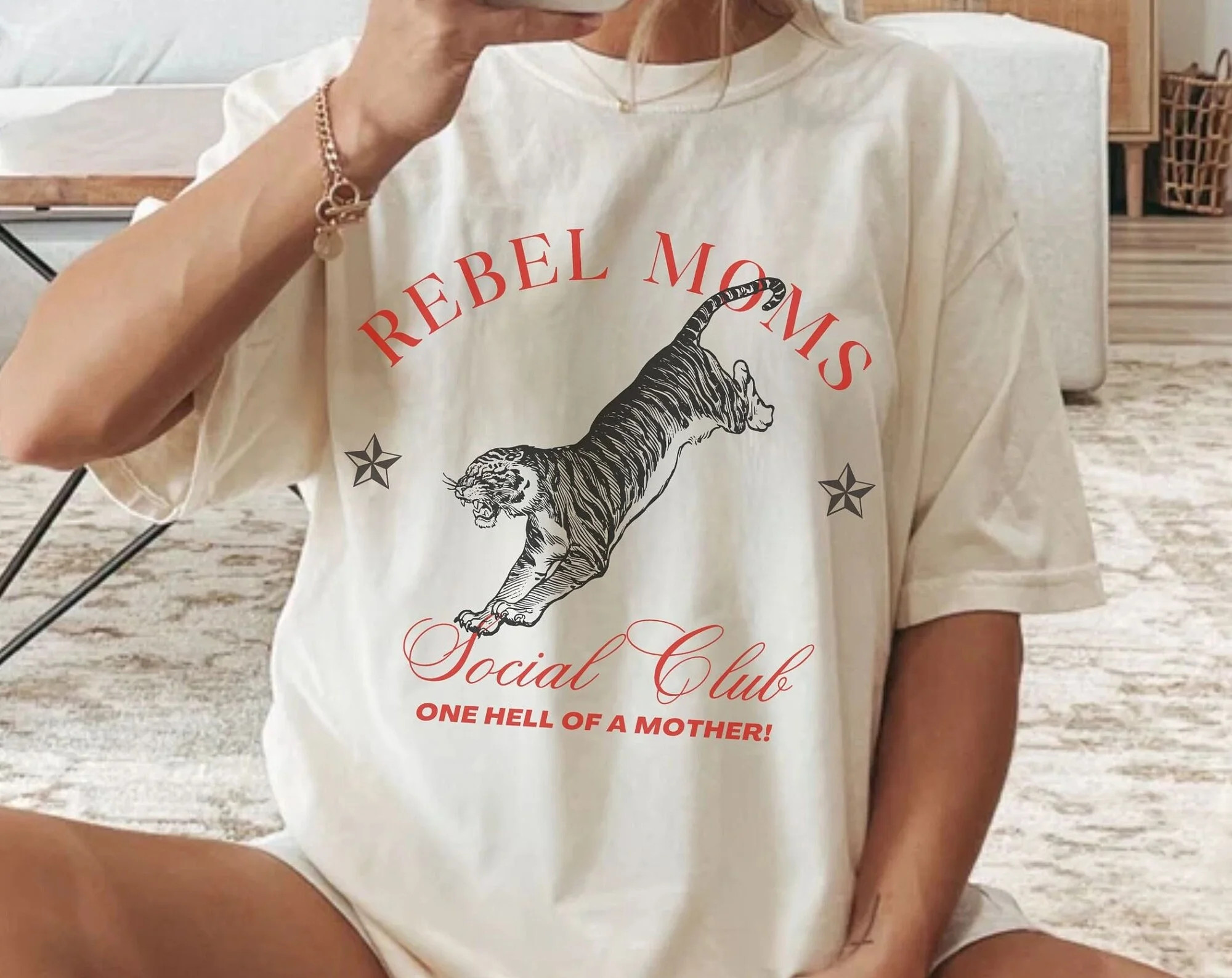 Rebel Mom Social Club Tshirt Retro Tshirt Baggy Fit Graphic Tee Tshirt Moms Day Gift Mothe | Walmart (US)