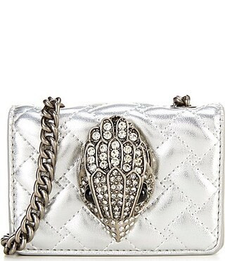 Kurt Geiger London Micro Kensington Metallic Rhinsteoned Eagle Crossbody Bag - Silver | Dillard's