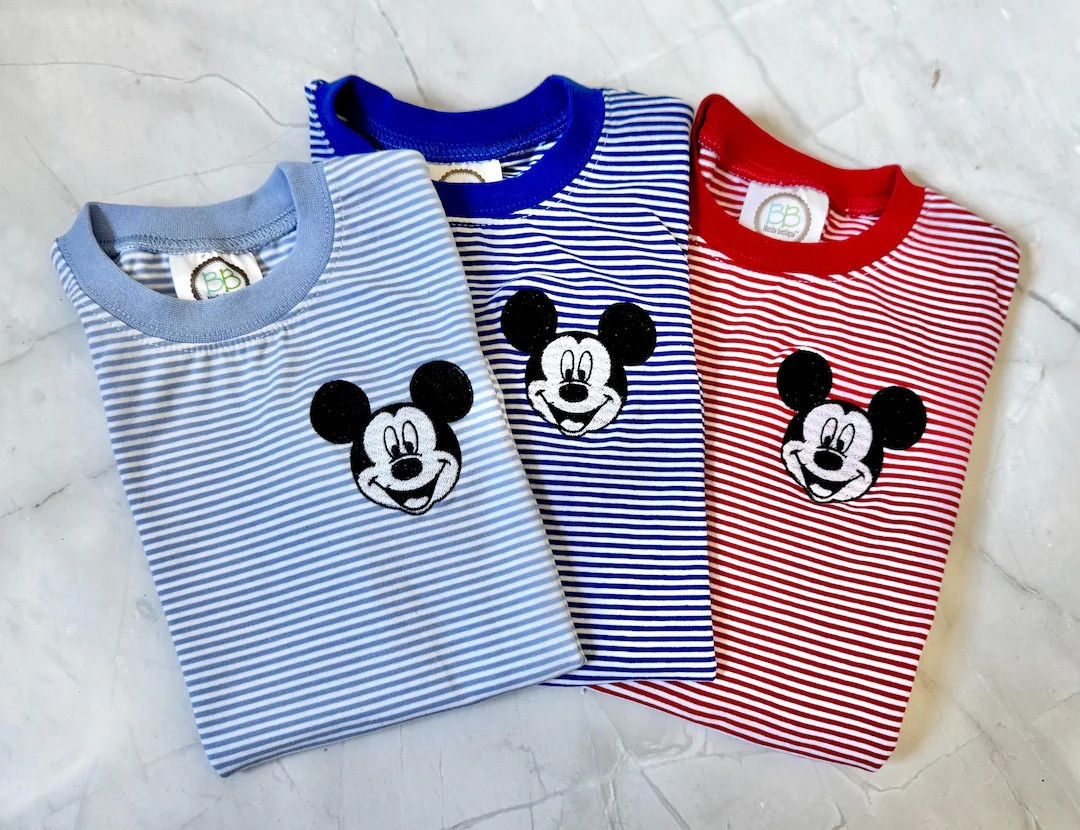 Kids Mickey Mouse Stripe Shirt, Toddler Disney Short Sleeve Shirt, Matching family Disney shirts,... | Etsy (US)